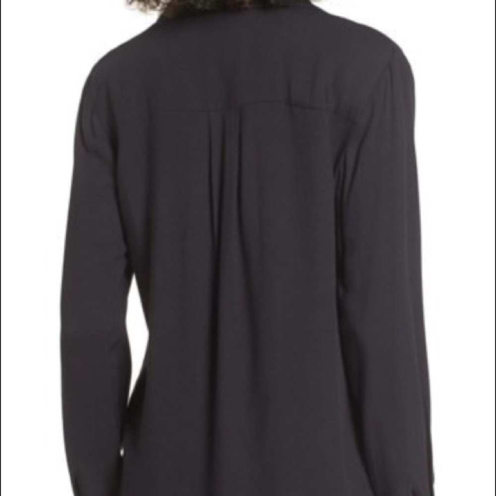 NWT Blouse Black Lace-Up Office Long Sleeve - Small - Picture 7 of 7